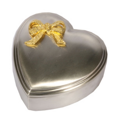 Billede af Smykkeskrin m/guldsløjfe fortinnet 8 x 8 cm