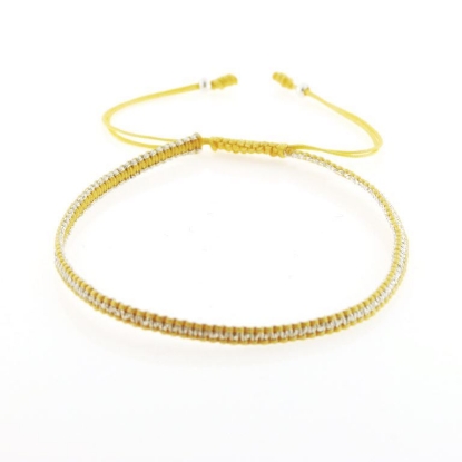 Billede af By Pind Colorful knyttet armbånd gylden og sølvfarvet med sølv kugler