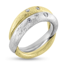 Billede af Dobbelt ring i 14 kt. guld og hvidguld m. brillanter