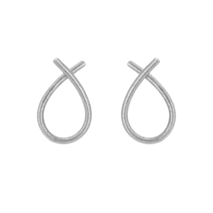 Billede af Susanne Friis Bjørner Ørering sølv mat dråbe 14x22 mm