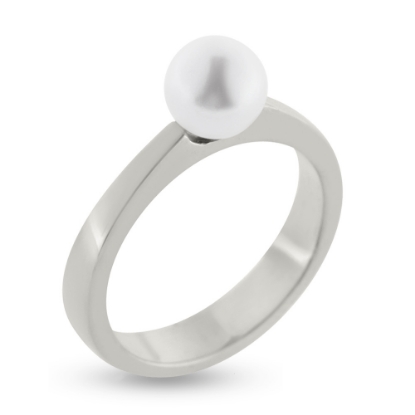 Billede af Ring perle 6 m/m. sv. perle. 925 s.