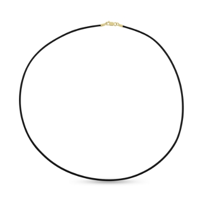 Billede af Læder halskæde  sort 1,4mm. sølvforgyldt