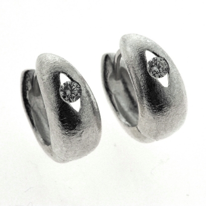 Billede af Øreringe knæk, 2 brill. * 0,08 w/vs. 14 kt. hvg.