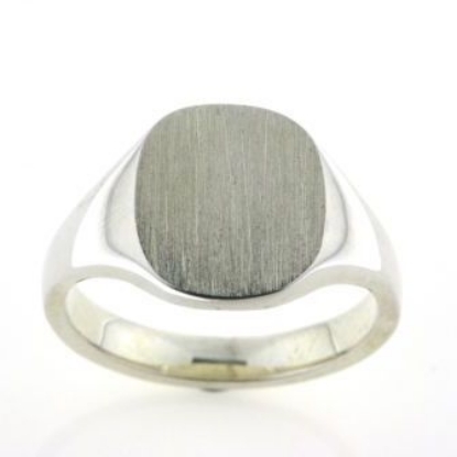 Billede af Herrering massiv lukket bund, plade antik facon 14*12,5mm 925 s. forgyldt (forgyldning vil blive slidt af ved brug !)