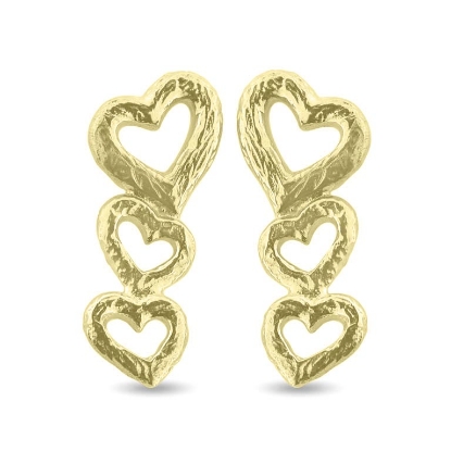 Billede af Ørestikker "Hjertetrio" i forgyldt sølv