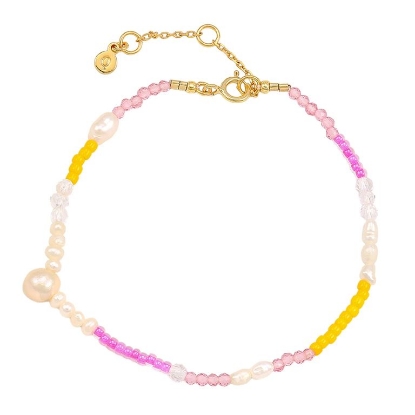 Billede af Hultquist Pink Rainbow armbånd forgyldt sølv m. farvede sten (16 + 3 cm)