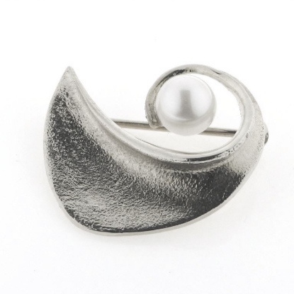 Billede af Broche m. fv. perle 7½ mm.925s.