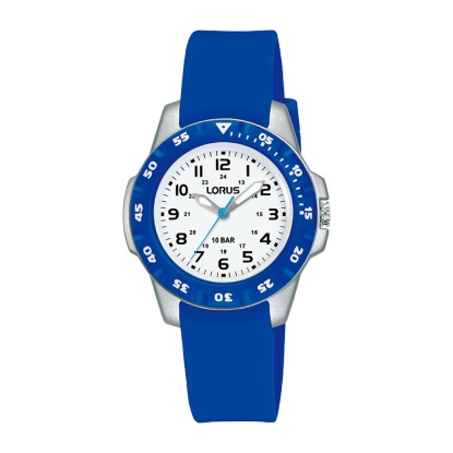 Billede af Lorus Kids børneur stål blå silikonerem analog 10bar 29,5mm