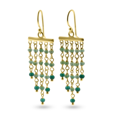 Billede af By Pind Colorful ørehænger sølv forgyldt med crysopras og grøn onyx