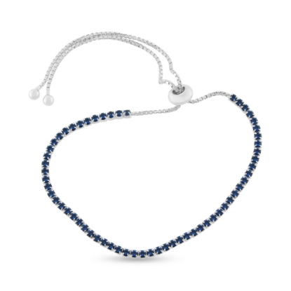 Billede af By Pind tennisarmbånd sølv rhodineret med blå zirkoniasten