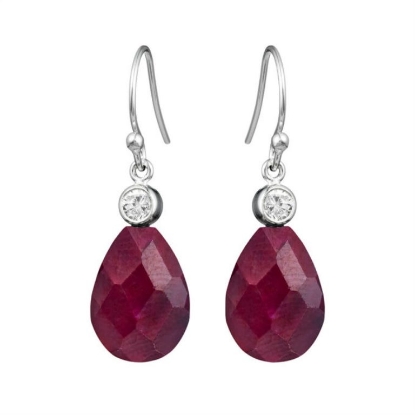 Billede af Susanne Friis Bjørner ørehængere sølv m. farvet rubin og zirconia