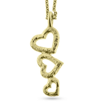 Billede af Vedhæng "Hjertetrio" i forgyldt sølv