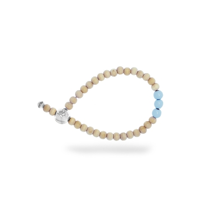 Billede af Bach Jewellery &Imagine armbånd Blue Sky m. 6mm trækugler og emaljebeads sølv lås 20 cm