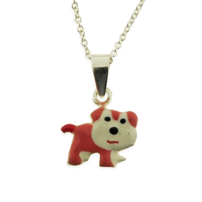 Billede af Bella & Valdemar by Pind halskæde med lyserød hund sølv 