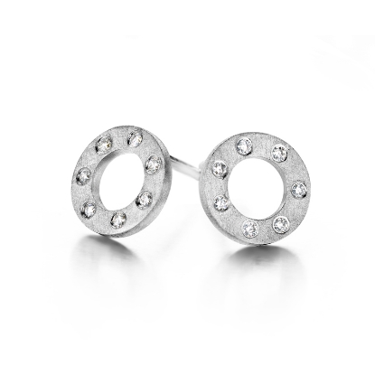 Billede af Spirit Icons Wheel ørestikker 14 karat hvidguld med 0,07 ct. w/vs 