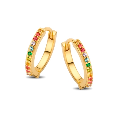 Billede af Spirit Icons Passion creoler forgyldt sølv m. multifarvede zirkoniasten (xs)