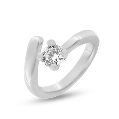 Billede af Forskudt ring i 14 kt. hvidguld med brillant