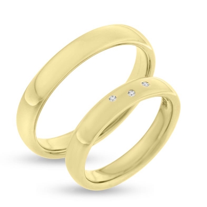 Billede af Vielses & Forlovelses ringe 3*0,01 w/vs i damering 14 kt