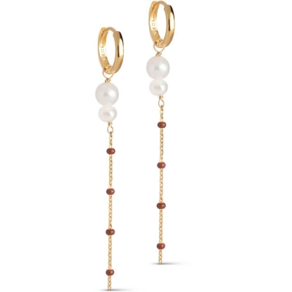 Billede af *ENAMEL Copenhagen Lola Double Pearl øreringe forgyldt sølv m. fvp
