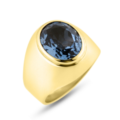 Billede af Ring m. oval syn. sten luk. bund 14 kt..