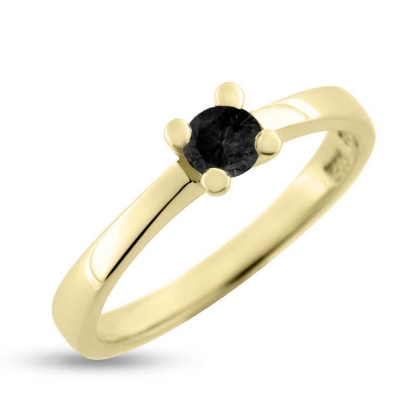 Billede af Ring Solitaire med sort brill. 0,30 ct. 14 kt.  