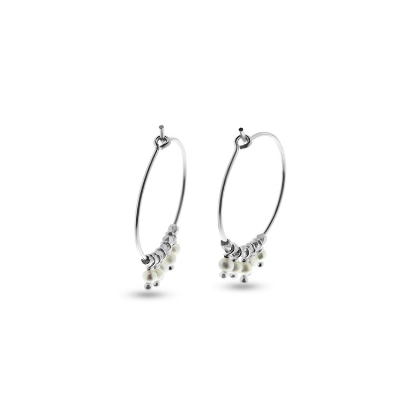 Billede af By Pind Colorful creoler sølv med ferskvandsperler og led