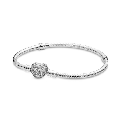 Billede af Pandora Sølv armbånd m hjerteformet lås + cz 20 cm
