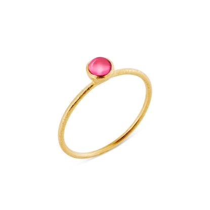 Billede af Susanne Friis Bjørner Ring sølv forgyldt pink krystal str. 48