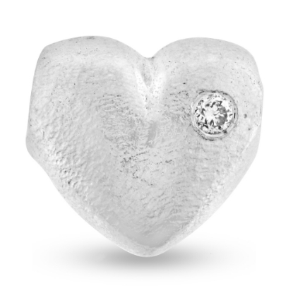 Billede af Vedhæng hjerte, brill. 0,03 w/pi., massivt, hul til kæde, 925s.
