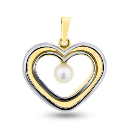 Billede af Vedhæng af ringe m. øsken + patz, sv. perle 5½-6 mm.