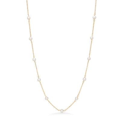 Billede af Mads Z "Moonlight" halskæde 8 kt. guld m. kulturperler (40-45 cm)