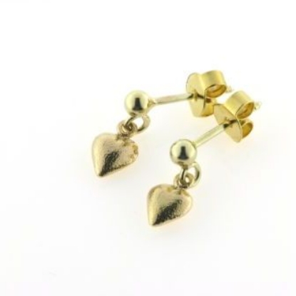 Billede af Ørestik hjerter, massive, stik med kugler hængere 14 kt.