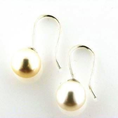 Billede af Ørehænger, fast bøjle, fv. kulturperle 2* 8,5-9,0 mm. 925s.