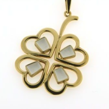 Billede af Tand vedh. stor åben firkløver m. 4 tænder 14 kt.