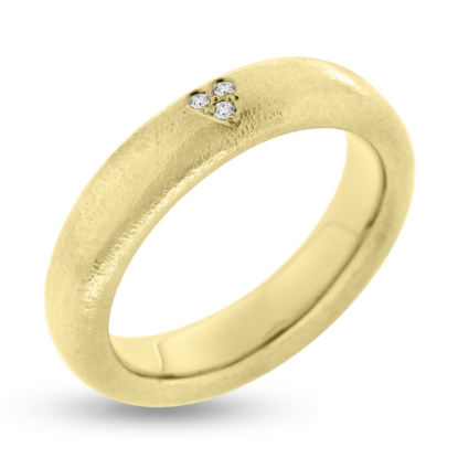 Billede af Ring med 3 brillanter a 0,01 w/vs. i hjerte 14 kt. Priser fra