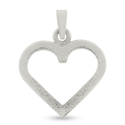 Billede af Vedhæng hjerte, åbent massivt, br. 23 mm. hj.  21 mm. 925s. overflade sand