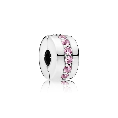 Billede af Pandora klemmeled sølv m. pink cz