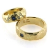 Billede af Ring 14 kt. cárre slebne blå safir og 6 brillianter (kun damering)