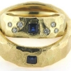 Billede af Ring 14 kt. cárre slebne blå safir og 6 brillianter (kun damering)