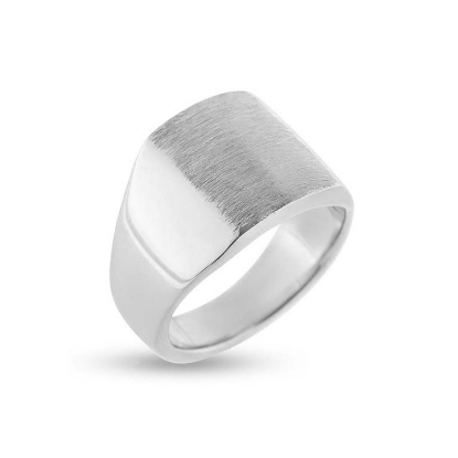 Billede af Herrering massiv lukket bund, plade i sølv