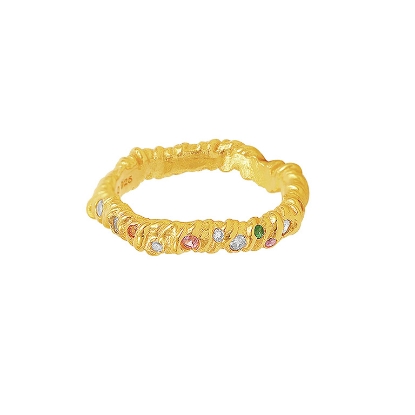 Billede af *Hultquist Molly Ring sølv forgyldt farvede zirkonia str. 50