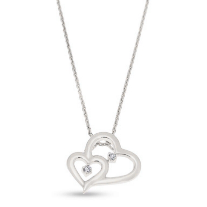 Billede af Vedhæng dobbelt hjerte i sølv m. zirkoniasten