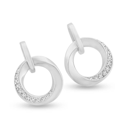 Billede af By Pind ørestikker med snoet cirkelvedhæng i rhodineret sølv