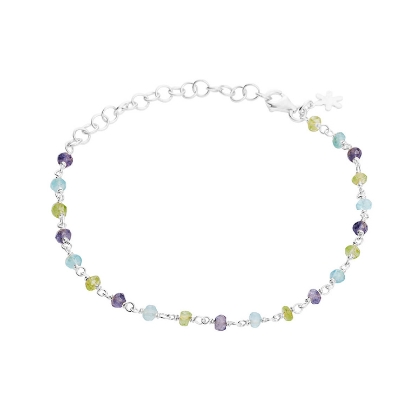 Billede af Susanne Friis Bjørner Armbånd sølv facetslebne apatit, iolit, peridot