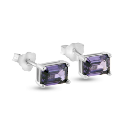 Billede af By Pind ørestik sølv rhodineret med ametyst lilla zirkoniasten