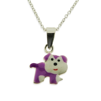 Billede af *Bella & Valdemar by Pind halskæde med  lilla hund sølv 