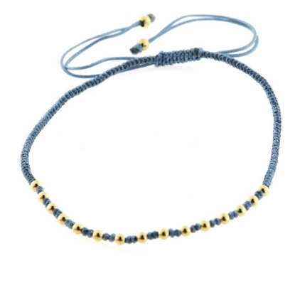 Billede af Classic by Pind Colorful ,knyttet armbånd demin blå med sølvfg kugler 