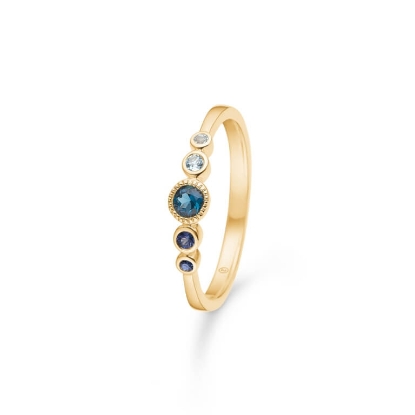 Billede af Mads Z "Blue Poetry" ring 14 kt. guld m. London Blue Topas (str. 50-60)
