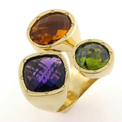 Billede af Ring fattet med 3 stene 14 kt.