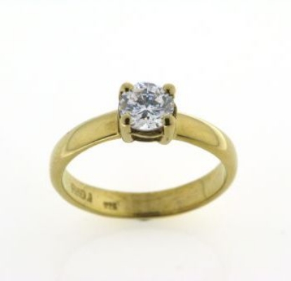 Billede af Ring (gl. vielsesring) 4 grab. fatn. 7 mm. syn. sten 14kt.